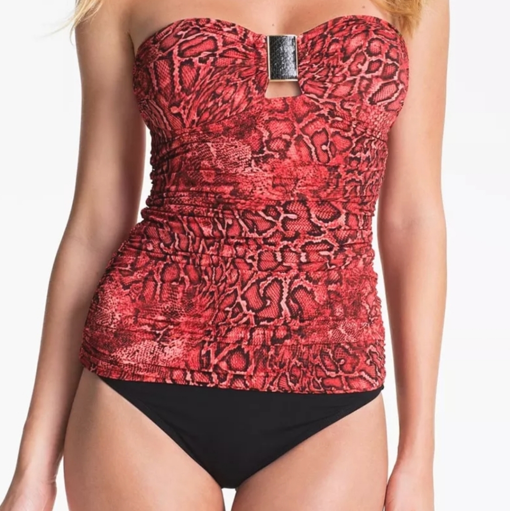 Red snake tankini top Carmen Marc Valvo